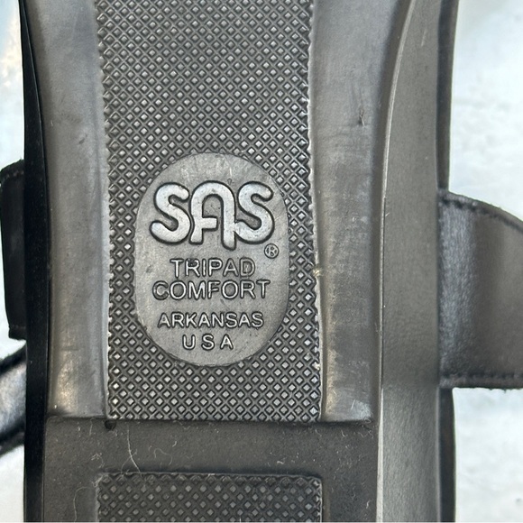 SAS Caress Cross Strap Wedge Sandal Black Size 7 narrow - Picture 10 of 13